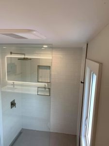 4x16 white subway tile shower wall | PDJ Flooring